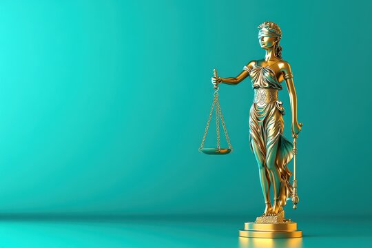 A statue of a woman holding a scale