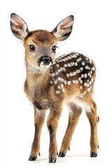 Fototapeta premium A deer standing upright, isolate on white background, showcasing its graceful posture and alert demeanor.