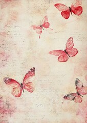 Wabi-Sabi Mixed Media Collage with Vintage Paper, Grunge, Handwriting & Butterfly