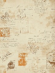 Obraz premium Vintage Parisian Elegance Texture with Script, Stamps