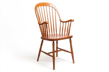 a windsor chair with a wooden frame and spindle back
