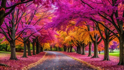 Vibrant Purple Leaf Trees in Nature: A Stunning Display of Colorful Foliage During Autumn Season