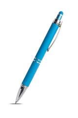 Light blue office ballpoint pen isolated