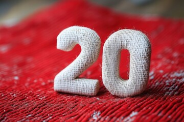 Number 20 on Red Background for Festive Celebrations