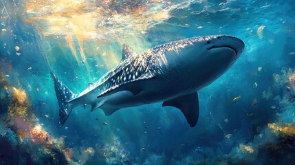 Fototapeta premium Whale Shark Swimming Underwater