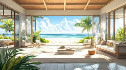 Naklejka premium Beach House View