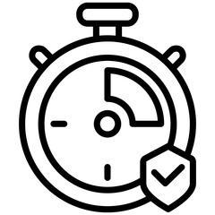 Stopwatch Icon, Black And White Outline Icon Symbol