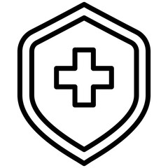 Health Insurance Icon, Black And White Outline Icon Symbol