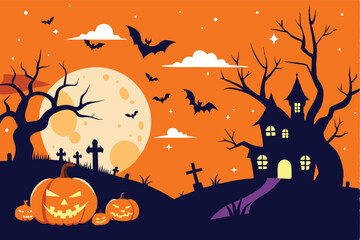 Spooky Halloween Night with Haunted Houses