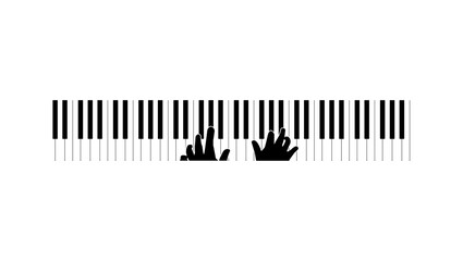 piano playing, black  isolated silhouette