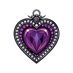 Illustration of a luxury heart-shaped pendant adorned with gemstones.