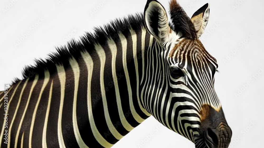 Poster a zebra is staring at the camera with its head tilted