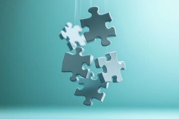 A pile of white jigsaw puzzle pieces scattered on a background