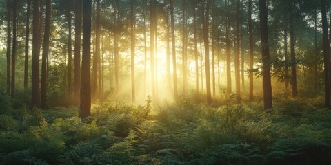 Fototapeta premium Serene Sunrise in a Forest