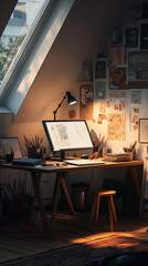 Cozy and Stylish Digital Artist Studio with Creative Inspirations  
