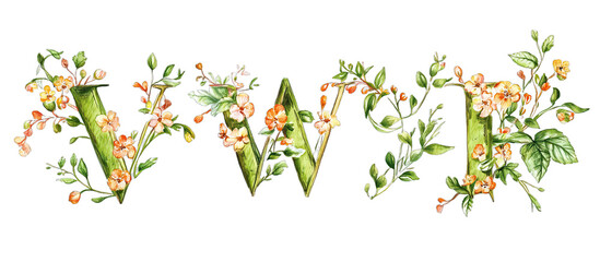 Floral Alphabet - 'WWW'