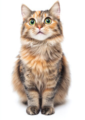 Naklejka premium Fluffy Cat Tilting Its Head in Response to a Sound, Showing Curiosity