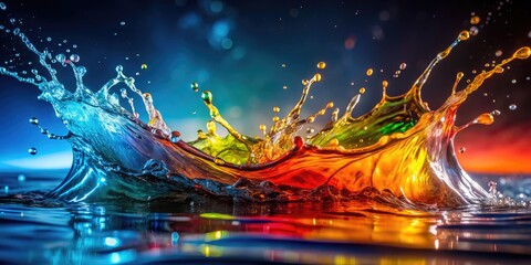 Vibrant Water Splash in Numbers Displaying Fluid Motion and Dynamic Energy in Abstract Visuals