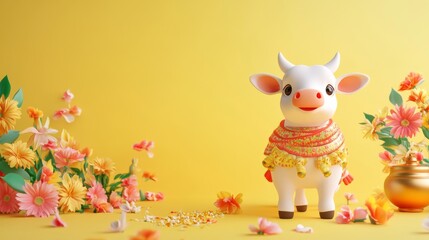 This is a minimal concept for the happy Pongal festival celebration in India.