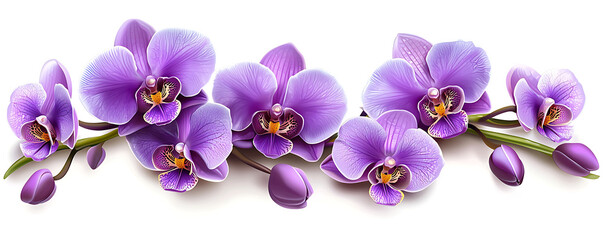 Beautiful Purple Orchid on White Background