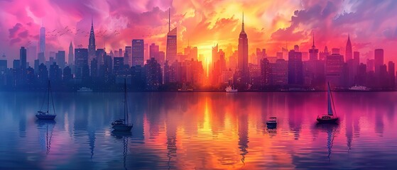 Fototapeta premium Stunning Double Exposure Image Blending Vibrant Nature Elements with Abstract Art for Unique Visuals and Creative Projects