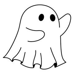 cute spooky ghost outline flying illustration