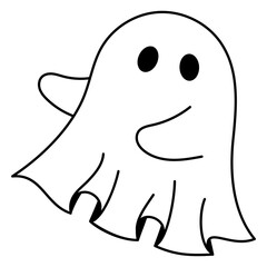 cute spooky ghost outline flying illustration