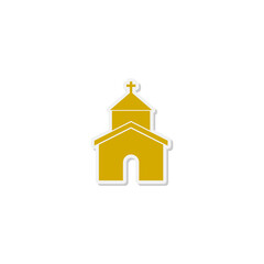 Church silhouette building sticker icon isolated on transparent background