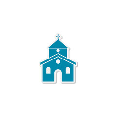 Church silhouette building sticker icon isolated on transparent background