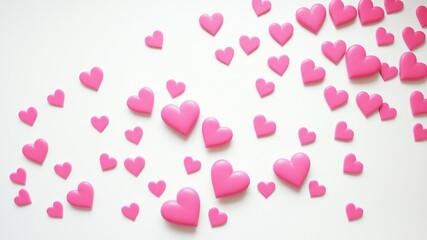 Abstract Pink Hearts on White Background - Elegant and Romantic Design for Modern Decor