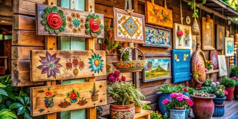 Fototapeta premium Vintage Antique Wood Signs Featuring Rustic Designs Perfect for Home Decor and Interior Styling
