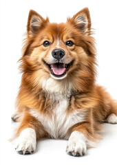Obraz premium Content Fluffy Dog Lying Down with a Smile, Enjoying a Peaceful Moment
