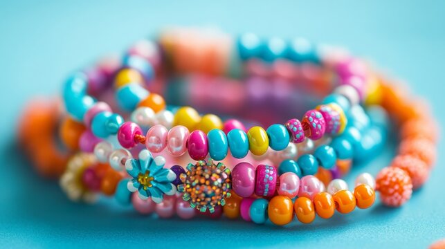 Kids can make their own colorful necklaces and bracelets with beads and pearls.They can also create fun beaded bracelets for themselves or others.It's a great way for kids to be creative and have fun