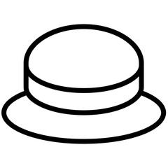Floppy Hat Icon, Black And White Outline Icon Symbol