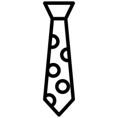 Necktie Icon, Black And White Outline Icon Symbol