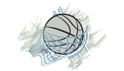 Basketball ball entering the basket. Vector work. © CSKN