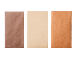 Fototapeta premium Natural paper textures in earthy tones create warm aesthetic isolated on a white background, transparent background.