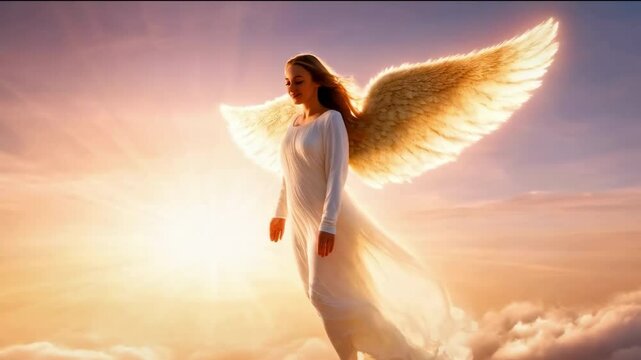 beautiful female angel in the sky