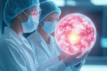 Scientists examine glowing energy sphere