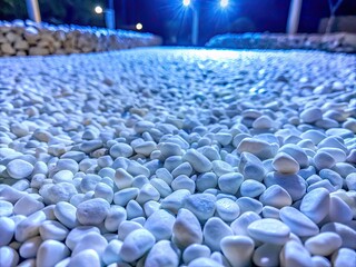Obraz premium White pea gravel texture for landscaping, construction, and decorative purposes in outdoor spaces