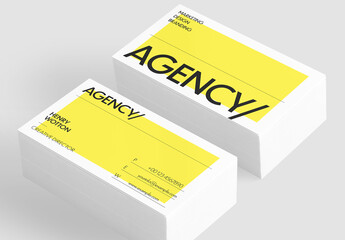 Business Card Layout with Yellow Accents