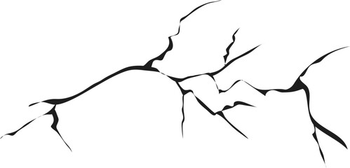 Cracked glass, wall, egg, fissures in ground top view. Concrete, crevices from disaster, surface from earthquake, Ruined breaked land surface doodle, hand drawn