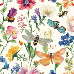 Beautiful Wallpaper with a Bee Design, Ideal Bees Poster or Graphic Resource for Creative Project, Ai Generative