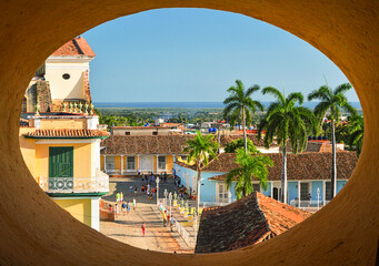 Panoramic View of Trinidad's Plaza Mayor from the City Museum in downtown Trinidad - Cuba