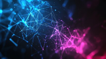 Abstract Digital Network with Blue and Pink Glow