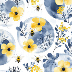 Beautiful Wallpaper with a Bee Design, Ideal Bees Poster or Graphic Resource for Creative Project, Ai Generative