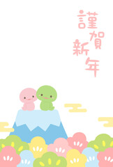 かわいいヘビと富士山のデジタル年賀状01