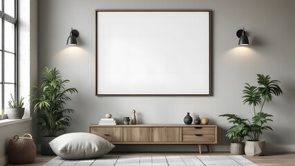 Room featuring army-inspired accents, camouflage elements, and a white frame mockup.