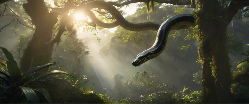 Amethystine Python (Scrub Python scrub python highly detailed and realistic ultrawide 21:9 illustration
