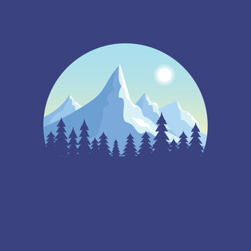 simple landscape flat illustration silhouette